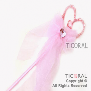 VARITA CORAZON PERLAS ROSA CON MO�O ORGANZA HS5905 x 1